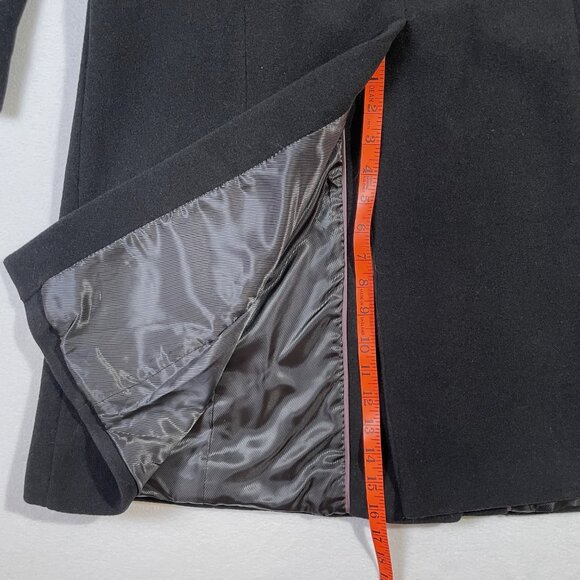 Calvin Klein Wool Blend Belted Tailored Black Coat Collared Knee Length Size 12 - Picture 12 of 16